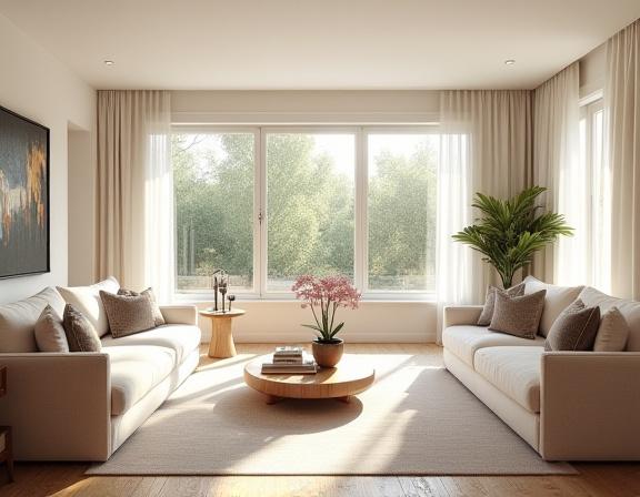 Salón luminoso en una residencia en el barrio de Gràcia.